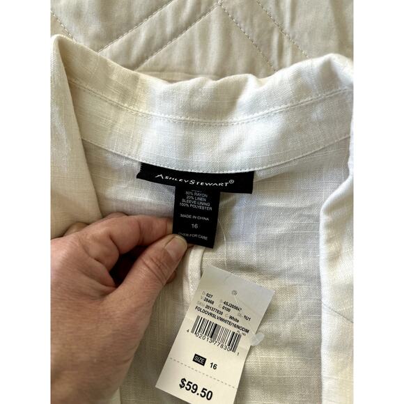 NWT Ashley Stewart Cream Linen Blazer, size 16 - Picture 5 of 5